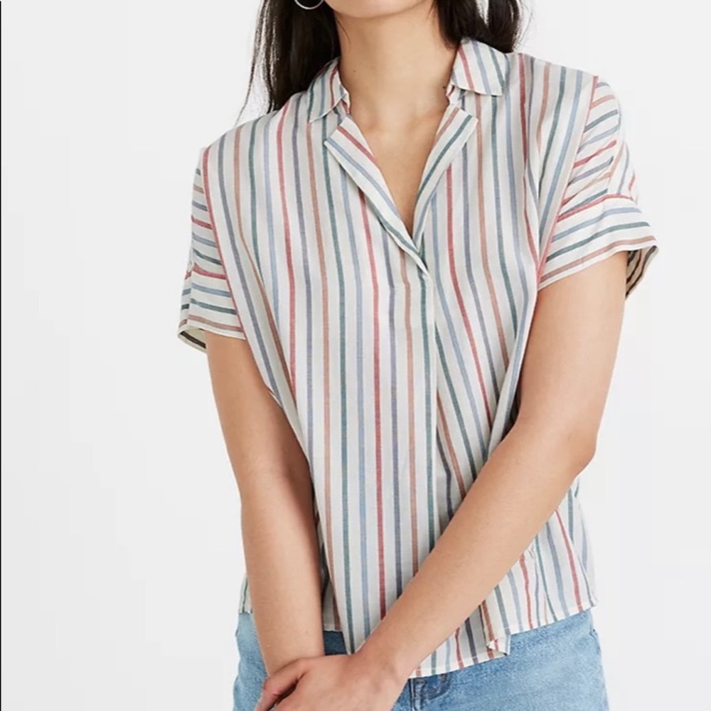 Madewell Popover Shirt in Rainbow Stripe